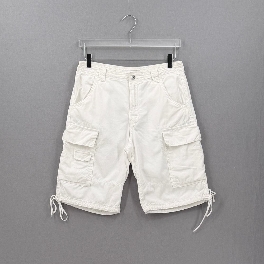 Zara Cargo Shorts Women 6 White Utility Drawstring Hem Casual Cotton
